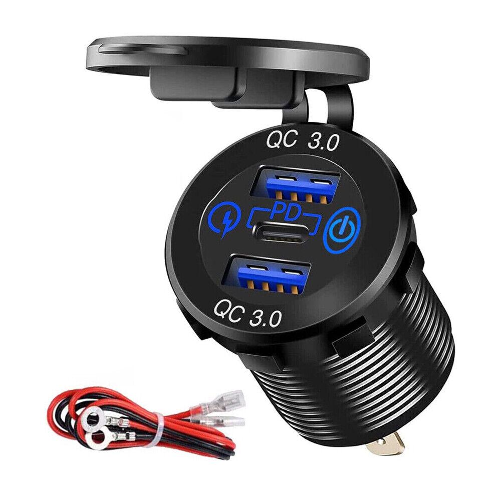 PD Type C Dual USB Car Charger QC 3.0 Charger 12V 24V Power Outlet Socket 60W - Image 7