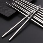 Stainless Steel Chopsticks Asian Korean Chinese Dinner Metal Reusable Cutlery - Image 7
