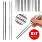 Stainless Steel Chopsticks Asian Korean Chinese Dinner Metal Reusable Cutlery