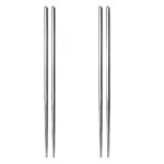Stainless Steel Chopsticks Asian Korean Chinese Dinner Metal Reusable Cutlery - Image 2
