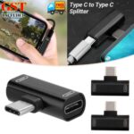 T Dual Type C adapter splitter to USB-C Headphone and charge Audio Converter AUS