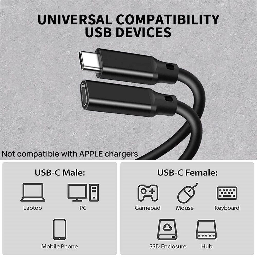 Type-C Extension Charging Cable USB 3.1 USB-C Male to Female Cord Lead 1M - Image 3