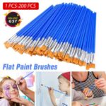 up 200pcs Flat Paint Brushes Small Brush Bulk for Detail Painting Craft Art Gift