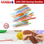100Pc Plastic Darning Threading Sewing Needle Large Eye Children Embroidery Tool