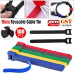 100-300pcs Reusable Cable Tie Nylon Hook Loop Strap Cord Ties PC TV Organiser AU
