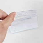 10pcs Horizontal Plastic ID Card Holder Pouch Clear PVC Lanyard Work Badgec Zip - Image 4