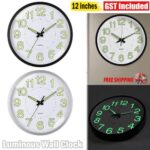 12  Wall Clock Glow In The Dark Silent Quartz Indoor/Outdoor Home Luminous Clock