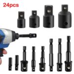 12x Drill Socket Adapter Set Impact Nut Driver Bit Extension Hex 1/4  1/2  3/8