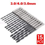15 PCS Quick Change Hex Shank Drill Bits Set HSS Steel Wood Timber Drilling AUS - Image 2
