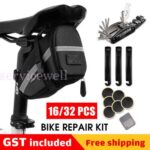 16/32PCS Mountain Bike Tyre Repair Puncture Kit Bicycle Tool Pump Carry Bag