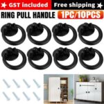 1-10 Black Ring Pull Handle Cabinet Knob Drawer Dresser Cupboard Drop Zinc Alloy