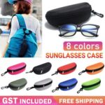 1/2Portable Zipper EyeGlasses Sunglasses Clam Shell Hard Protector Case BoxPouch