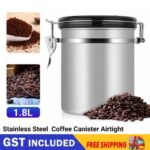 1.8L Coffee Canister Stainless Steel Vacuum Storage Airtight Bean Container NEW