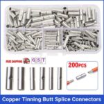 200pcs Copper Butt Splice Connectors Terminal Cable Crimp Solder 12-10AWG AU