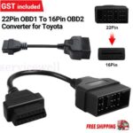 22Pin OBD1 To 16Pin OBD2 Converter Adapter Cable For Toyota Diagnostic Scanner