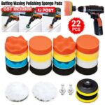 22pcs Polishing Sponge Pads Kit Set For Car Buffing Waxing Polisher Clean Drill