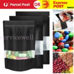 25/50/100pcs Window Pouches Black Matt Stand up Foil Bag Heat Seal Food Zip - Image 3