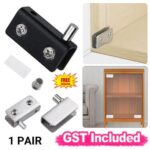 2/4 Pairs Glass Door Hinges Stainless-Steel Cabinet Pivot Hinge Clip No Drilling