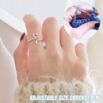 2x Yarn Ring Cat Kitty Ears Adjustable Size Crochet Ring Beginner Knitting Ring - Image 2