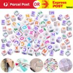 320 X Alphabet Letter Cube Acrylic Beads Bead 6mm Mixed Letters Colors Craft AU