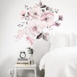 3X Removable Wall Stickers Watercolour Dusty Pink Flowers Leaves Home Decor AU - Image 6
