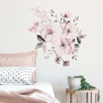 3X Removable Wall Stickers Watercolour Dusty Pink Flowers Leaves Home Decor AU - Image 3