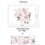3X Removable Wall Stickers Watercolour Dusty Pink Flowers Leaves Home Decor AU - Image 2