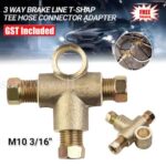 3 Way Brake T Piece Tee And 3-Male Nuts Short Union Metric M10 3/16 Pipe-10mm