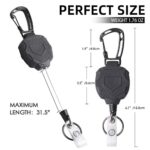 3xHeavy Duty Retractable Keyring Pull Ring KeyChain Clip Recoil Holder SteelCord - Image 2