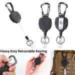 3xHeavy Duty Retractable Keyring Pull Ring KeyChain Clip Recoil Holder SteelCord - Image 3
