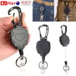 3xHeavy Duty Retractable Keyring Pull Ring KeyChain Clip Recoil Holder SteelCord