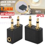 3x Airplane Audio Adapter 3.5mm Jack for Airline Travel Earphone Headphone Part