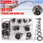 45Pcs/lot Fishing Rod Guide Tip Repair Kit Rod Eye Rings Guide Tackle Top Tips