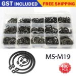 480pcs C-type Metric Internal External Circlip Snap Ring Grab Kit Assortment
