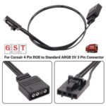4 Pin RGB to Standard ARGB 5V 3 Pin Connector w/ C GX Adapter 30cm For Corsair