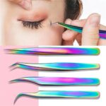 4pcs Eyelash Extension Tweezers False Eye Lash Clip Remover Curved Pointed Set - Image 7