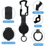 4pcs Keyring Pull Ring Heavy Duty Stainless Steel Key Chain Recoil Retractable - Image 2