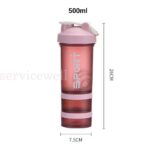 500ml 3 tier Milkshake Sport Pill Water bottle Powder Protein Shaker Drink Cup - Image 6