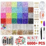6000pcs Clay Heishi Beads Flat Beads Kit for Bracelets Necklace Earrings Anklets