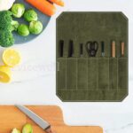 7 Slot Chef Knife Roll Bag Waxed Canvas Portable Knife Storage Case Carry Bag - Image 6