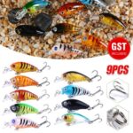 9PCS Fishing Lures For Bream Bass Trout Redfin Perch Cod Flathead Whiting Tackle
