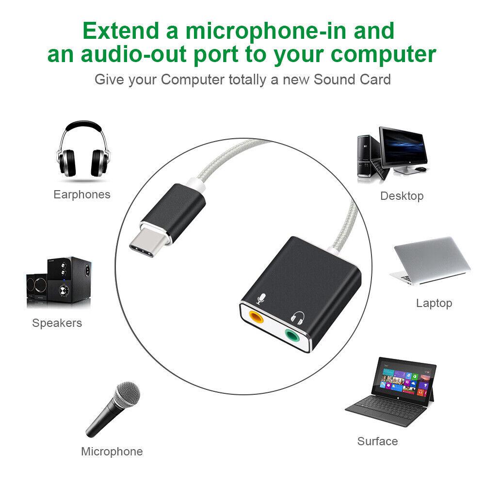 AU USB Type C AdapterAudio to3.5mm Jack Headphone Microphone Aux Sound Converter - Image 4