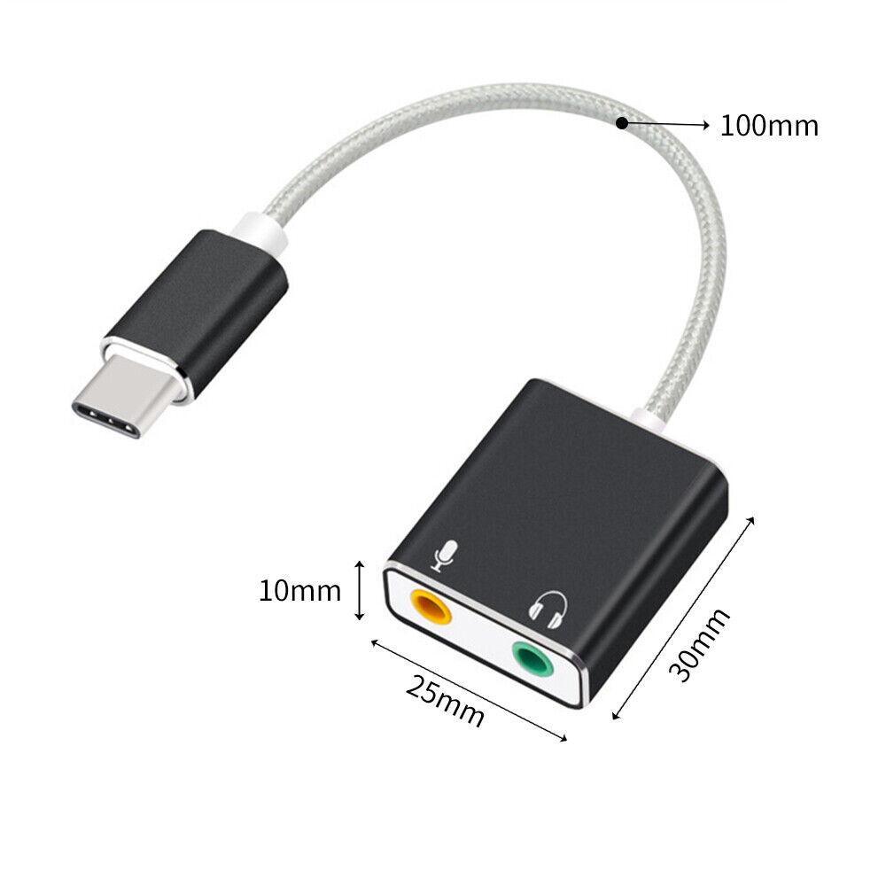 AU USB Type C AdapterAudio to3.5mm Jack Headphone Microphone Aux Sound Converter - Image 2