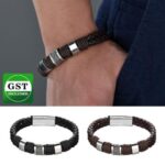 Alloy Magnetic Buckle Bracelet Bangle Cuff Vintage Wristband Rope For Men
