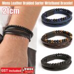 Brown Braided Rock Unisex Mens Fashion Leather Bracelet Bangle Wristband Style