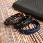 Brown Braided Rock Unisex Mens Fashion Leather Bracelet Bangle Wristband Style - Image 4