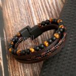 Brown Braided Rock Unisex Mens Fashion Leather Bracelet Bangle Wristband Style - Image 5