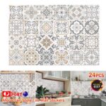 NEW 24PCS Moroccan Style Tile Wall Stickers Kitchen BathroomSelf-Adhesive Mosaic