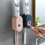 NEW Automatic Toothpaste Dispenser Wall-mounted Rack Toothbrush Holder Bathroom - Image 5