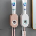 NEW Automatic Toothpaste Dispenser Wall-mounted Rack Toothbrush Holder Bathroom - Image 7